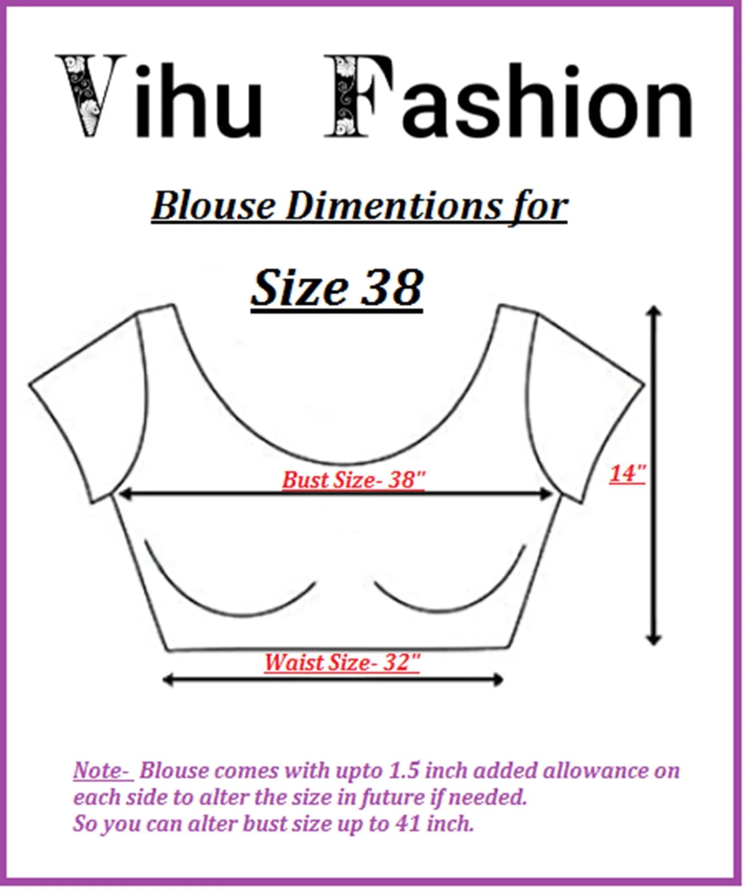 Vihu Fashion Black Georgette Sweetheart Neckline Choli 38 (96.52 cm) | Adjustable Size for Custom Fit - view 6