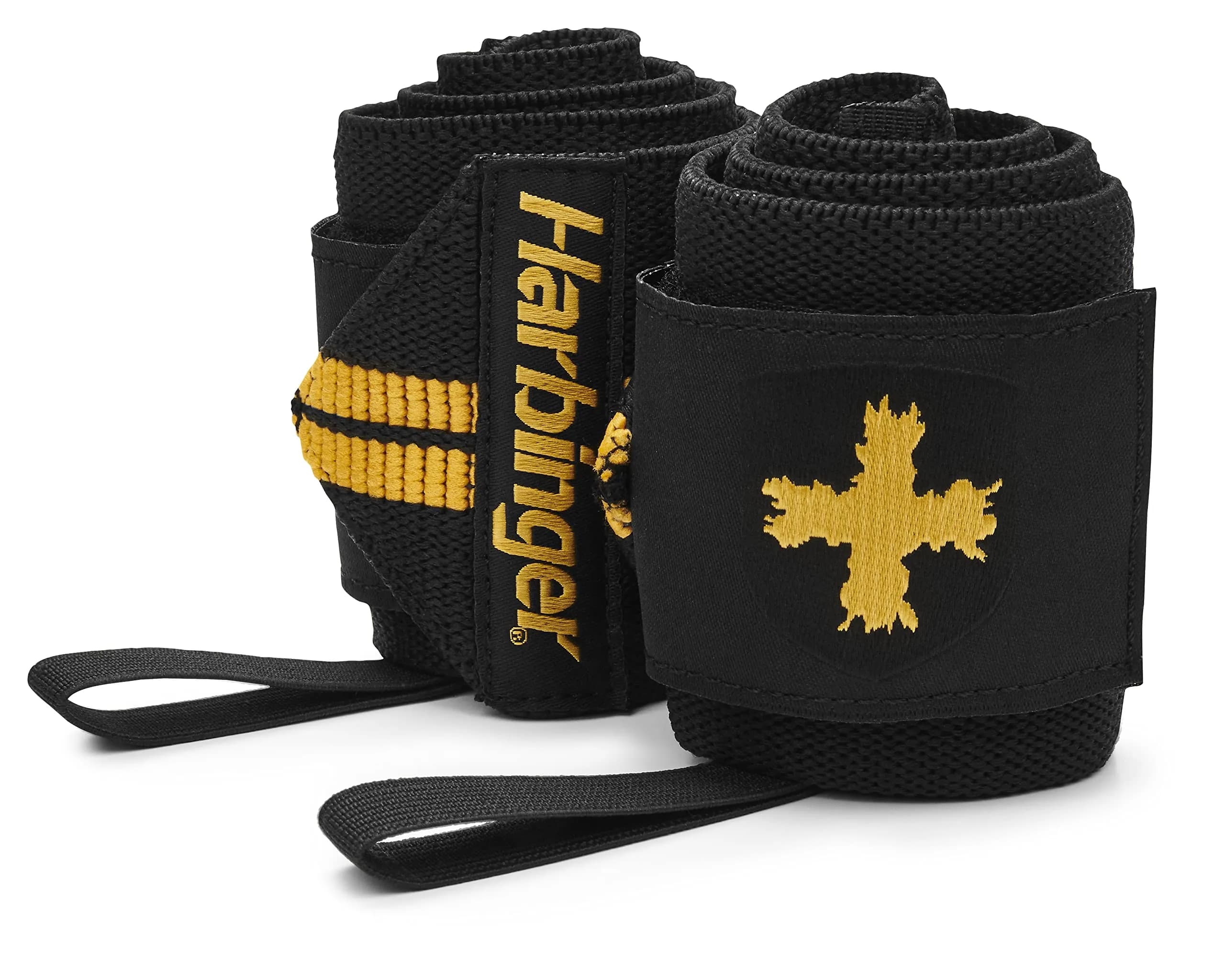 Harbinger Red Line 18-Inch Weightlifting Wrist Wraps - Gold | Competition Grade Elastic - view 2