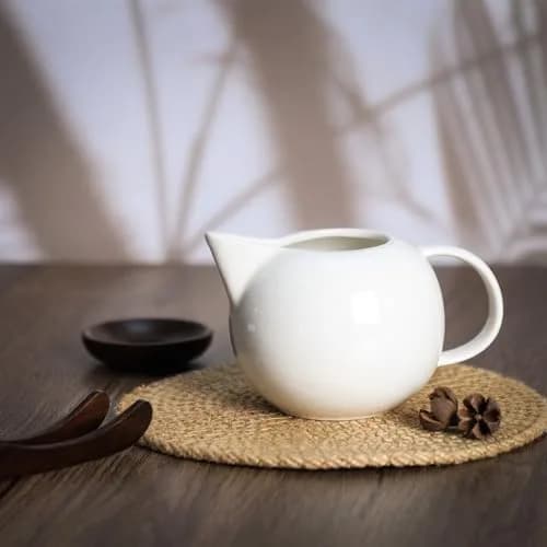 Bicuzat Pure White Porcelain Sugar Bowl and Creamer Set with Lid | 3-Piece Set, 10 oz & 12 oz thumbnail 4