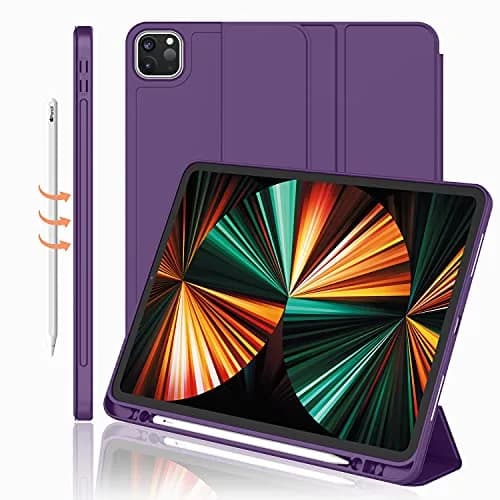iMieet 12.9 Inch iPad Pro Case 2022/2021/2020 with Pencil Holder | Auto Wake/Sleep, Trifold Stand, Soft TPU Back thumbnail 1