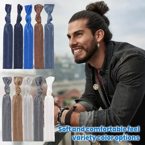 79STYLE 100pcs Fabric Hair Ties for Men | 10 Neutral Colors, Stretchable & No-Damage thumbnail 2