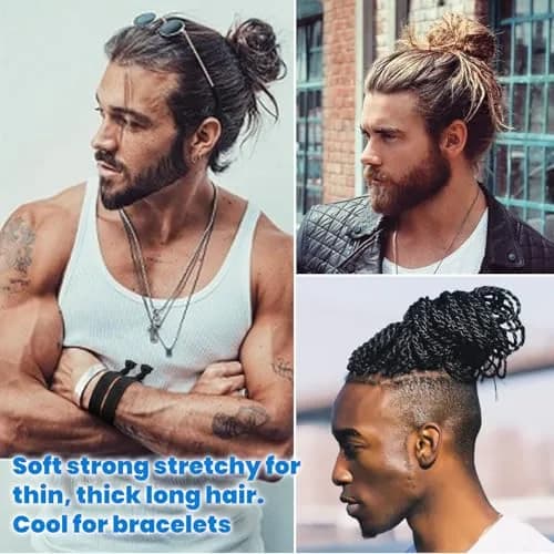79STYLE 100pcs Fabric Hair Ties for Men | 10 Neutral Colors, Stretchable & No-Damage thumbnail 3