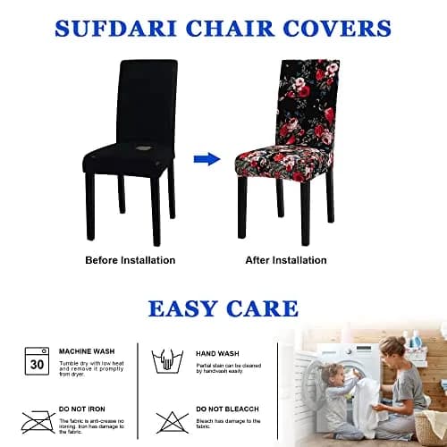 Sufdari Dining Chair Covers 4 Pack | Spandex Stretch Protectors for Dining Room Chairs thumbnail 6