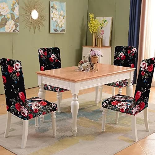 Sufdari Dining Chair Covers 4 Pack | Spandex Stretch Protectors for Dining Room Chairs thumbnail 2