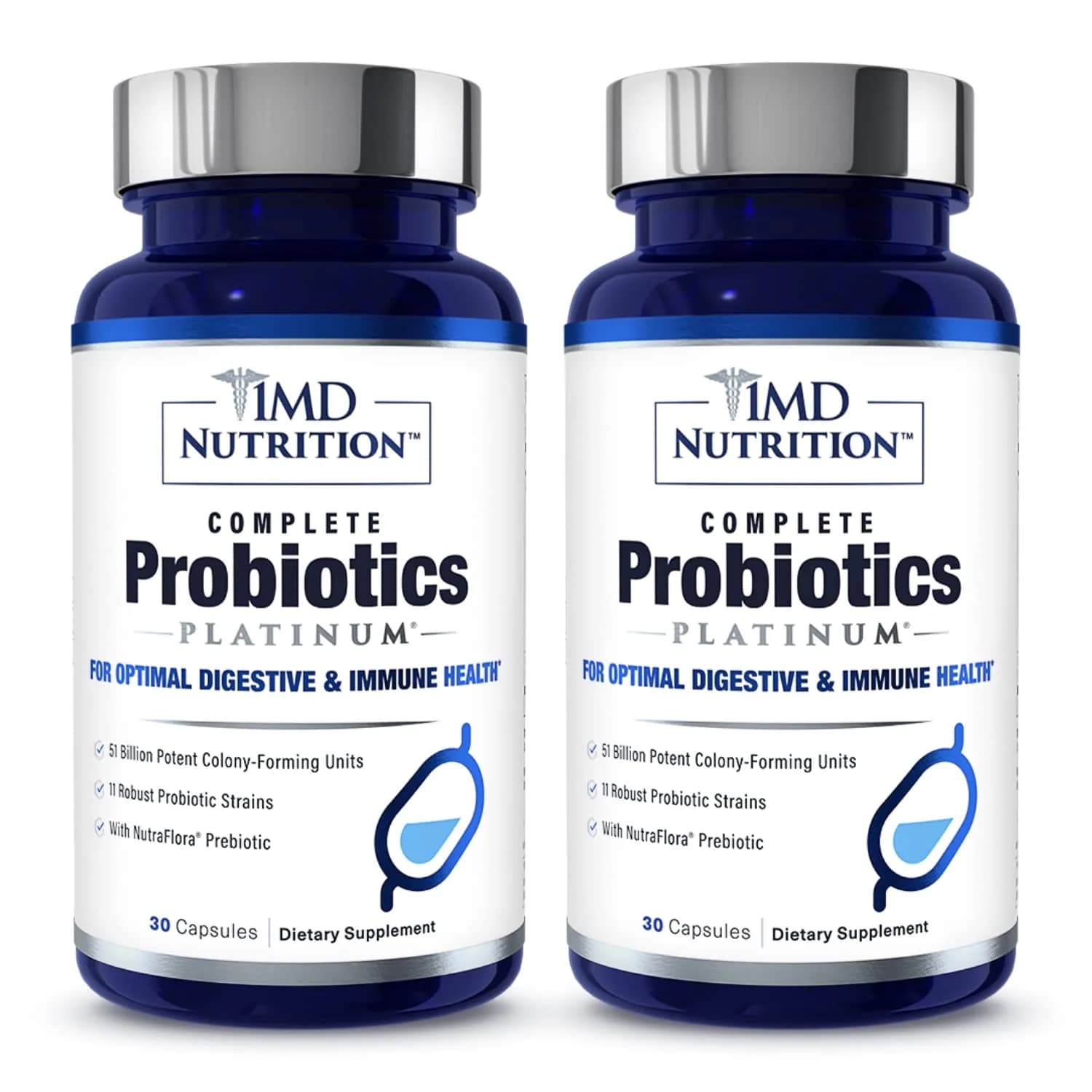 1MD Complete Probiotics Platinum 30 Veg Capsules | Supports Digestive & Immune Health — Capsule
