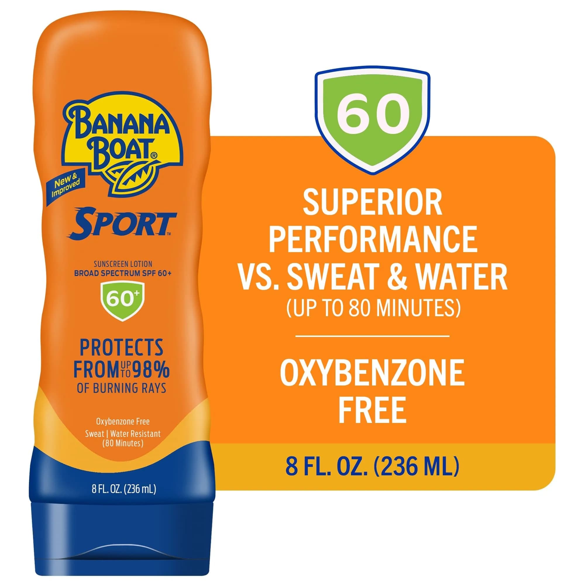 Banana Boat Sport SPF 60+ Sunscreen Lotion 236ml (8 Fl Oz) | Clinically Proven UVA/UVB Protection - view 2