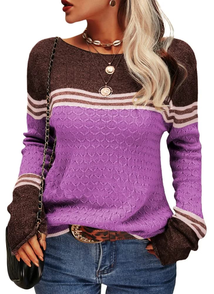 Danedvi Womens Fall Fashion Sweater | Lightweight Striped Crewneck for Winter (70-120 chars)