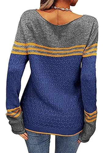 Danedvi Womens Fall Fashion Sweater XX-Large Navy Blue | Trendy Lightweight Crewneck 45%Viscose, 35%Nylon, 20%Polyester thumbnail 4
