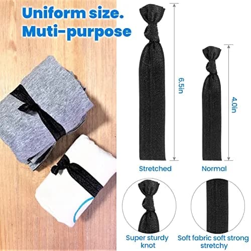 79STYLE Men's Fabric Hair Ties (60-Pack) | No-Damage Knotted Ponytail Holders for Long Hair thumbnail 3