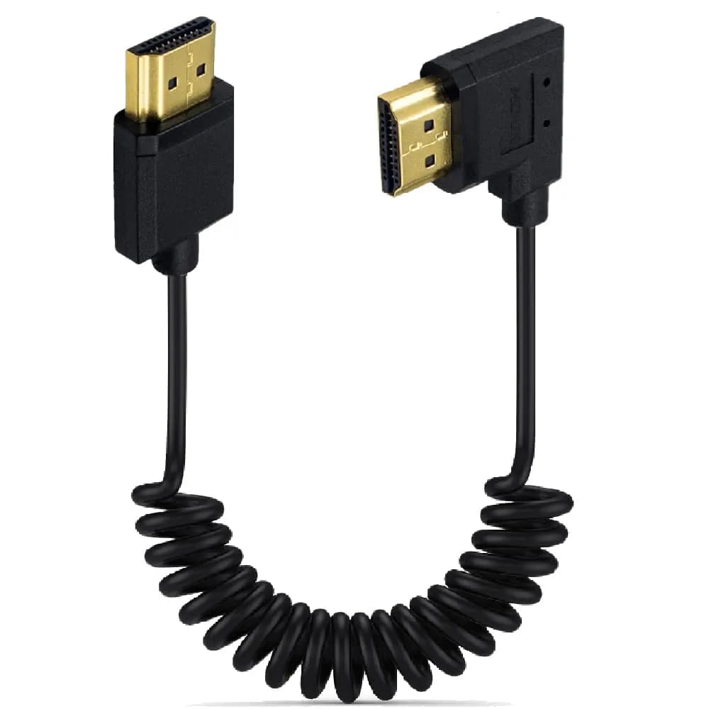 Kework 1.2m (3.9ft) HDMI 2.0 Coiled Cable, Right Angle 4K@60Hz | 18Gbps High Speed