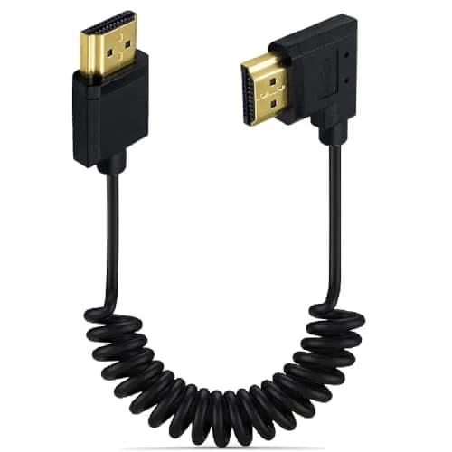 Kework Left Angle HDMI 2.0 Coiled Cable 1.2m (3.9ft) | 4K@60Hz, 18Gbps High Speed thumbnail 1