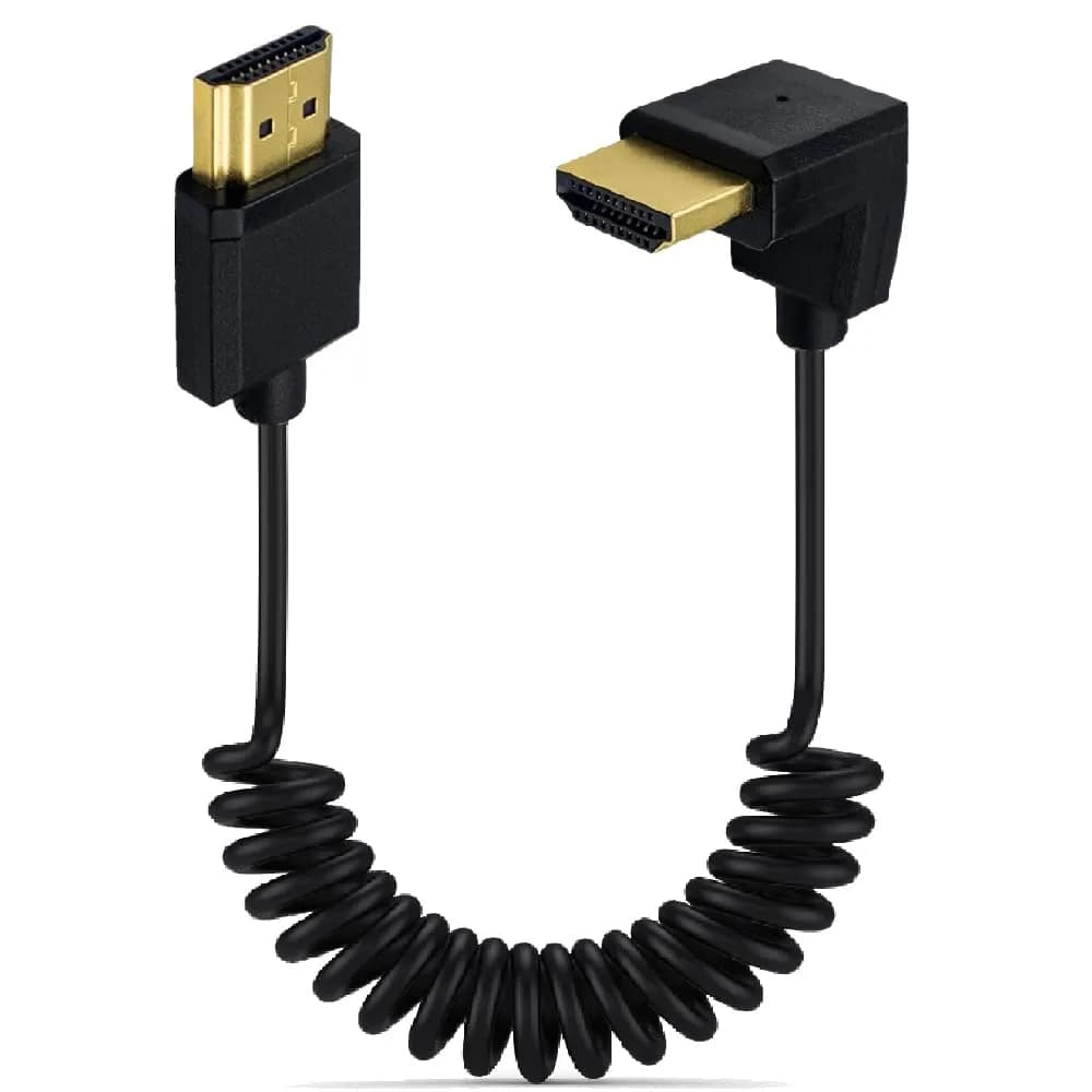 Kework 1.2m (3.9ft) HDMI 2.0 Coiled Cable with Up Angle Connector | Supports 4K@60Hz, 18Gbps — Up Angle