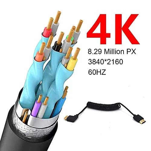 Kework 1.2m (3.9ft) HDMI 2.0 Coiled Cable with Up Angle Connector | Supports 4K@60Hz, 18Gbps thumbnail 4