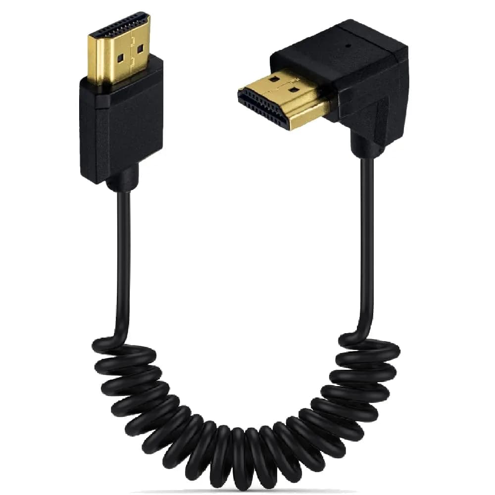 Kework HDMI 4K@60Hz Coiled Cable 1.2m (3.9ft) Downward Angle | High Speed 18Gbps — Down Angle