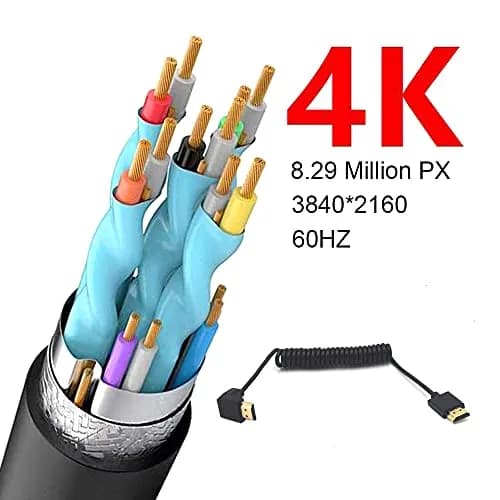 Kework HDMI 4K@60Hz Coiled Cable 1.2m (3.9ft) Downward Angle | High Speed 18Gbps thumbnail 3