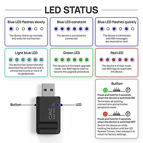 CME WIDI Bud Pro Bluetooth MIDI Interface | Ultra-Low Latency 3ms Wireless USB Dongle for Mac/Windows/iOS/Android thumbnail 7