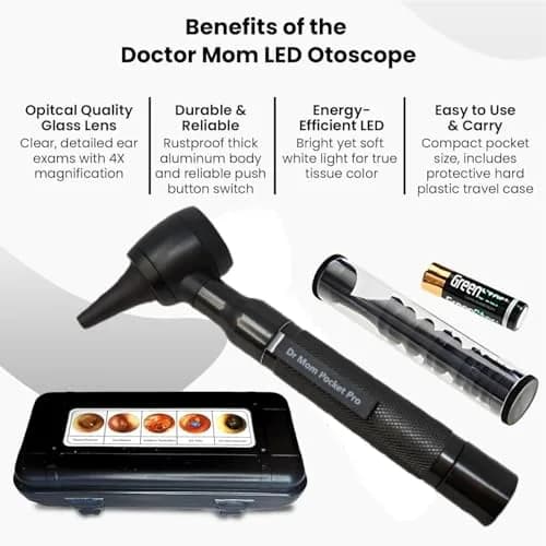 Doctor Mom LED Pocket Pro Otoscope Black | 4X Magnification, Adult & Pediatric Specula Included thumbnail 5