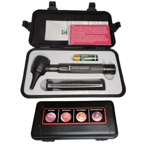 Doctor Mom LED Pocket Pro Otoscope Black | 4X Magnification, Adult & Pediatric Specula Included thumbnail 1