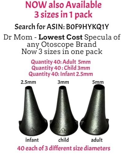 Doctor Mom LED Pocket Pro Otoscope Black | 4X Magnification, Adult & Pediatric Specula Included thumbnail 7