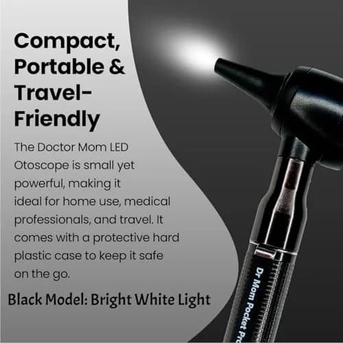 Doctor Mom LED Pocket Pro Otoscope Black | 4X Magnification, Adult & Pediatric Specula Included thumbnail 3