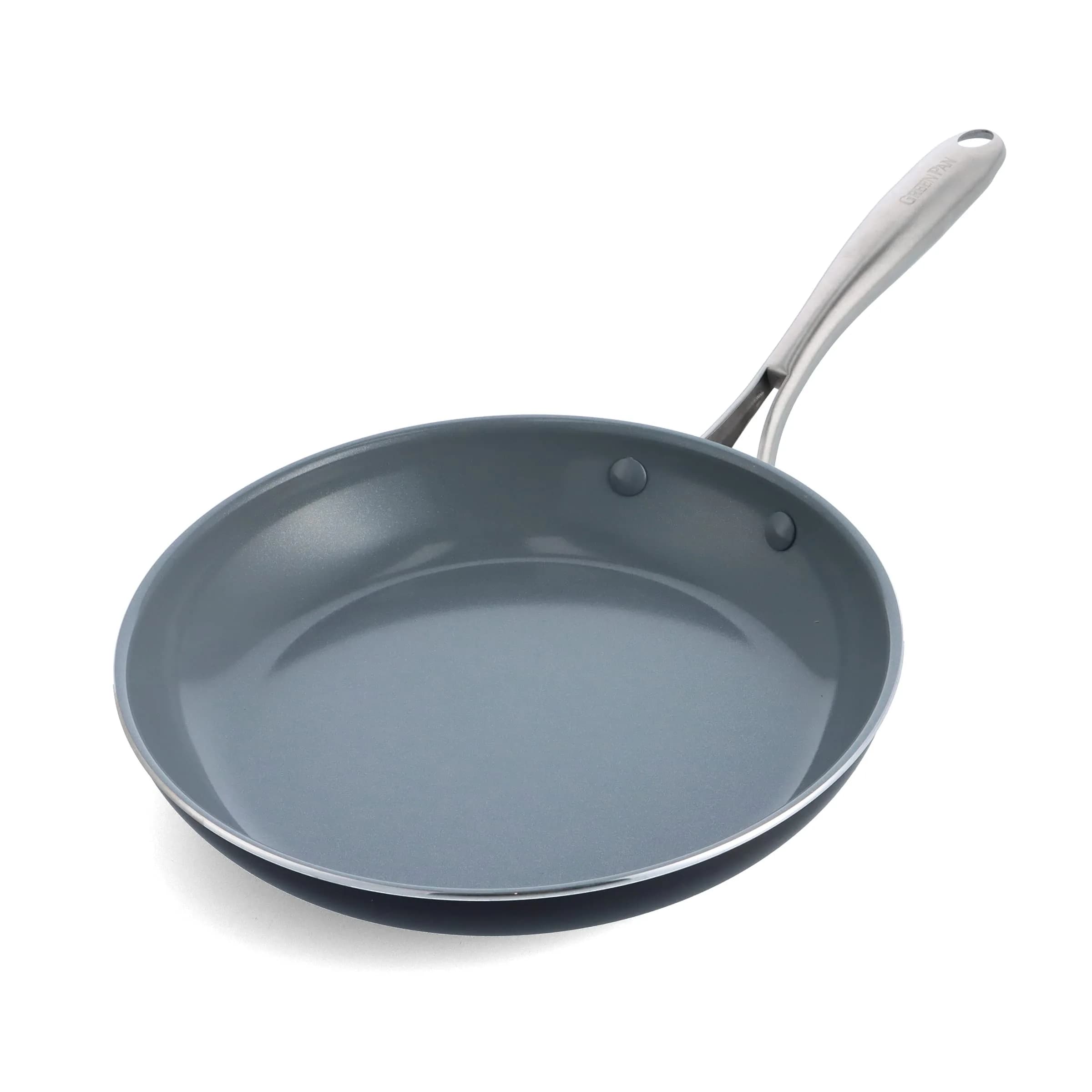 GreenPan Studio 12" Frying Pan with Glass Lid | Ceramic Nonstick, Heavy-Gauge Aluminum, Gold Handle — 10 Inch