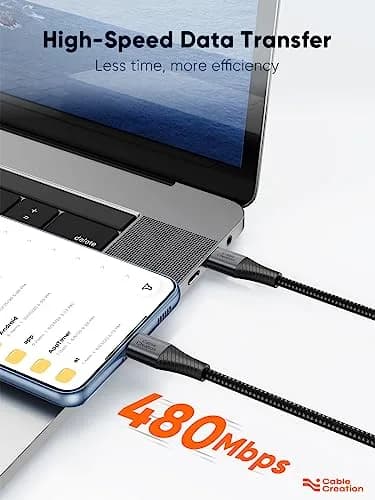 CableCreation Short USB C to USB C Cable 0.24m (0.8ft) | 60W Fast Charging & 480Mbps Data Sync thumbnail 3