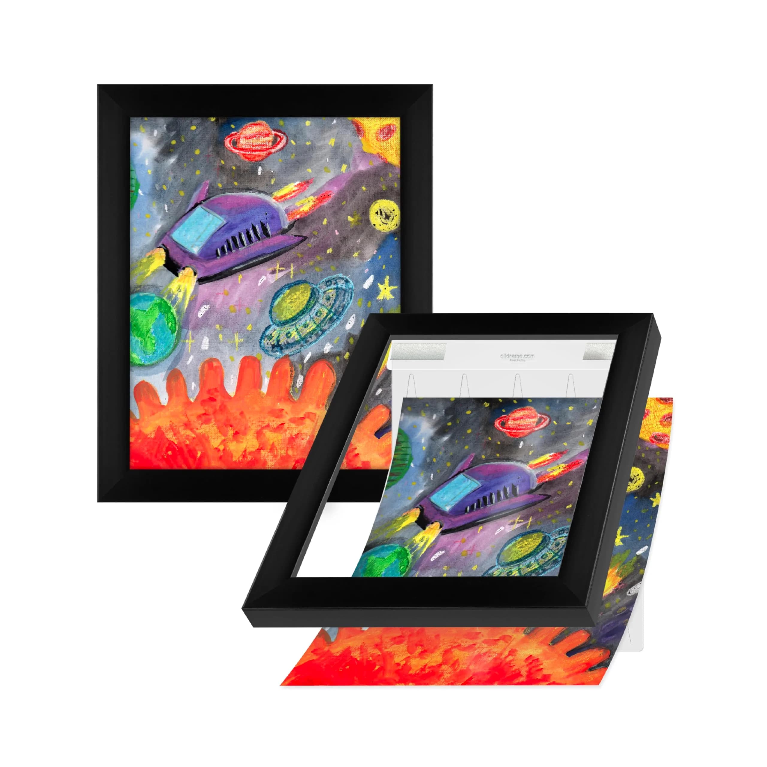 MCS QIK FRAME Artwork Frame, Black, 8.5 x 11 in | Quick Change Wall & Tabletop Display — Black