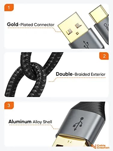 CableCreation Short USB A to USB C Cable 0.8ft (0.2m) | Braided Charger Cord for Fast Charging & Data Sync thumbnail 5