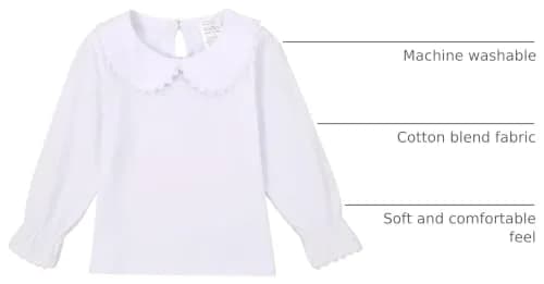 MODNTOGA Kids Baby Girl Long Sleeve Collar Shirt 4-5T | Toddler White Blouse Puff Short Sleeve thumbnail 4
