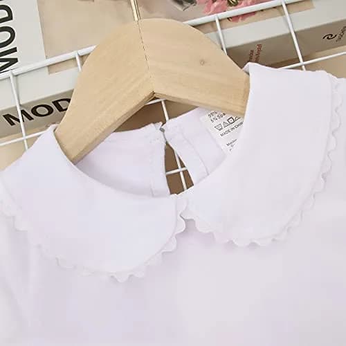 MODNTOGA Kids Baby Girl Long Sleeve Collar Shirt 4-5T | Toddler White Blouse Puff Short Sleeve thumbnail 5