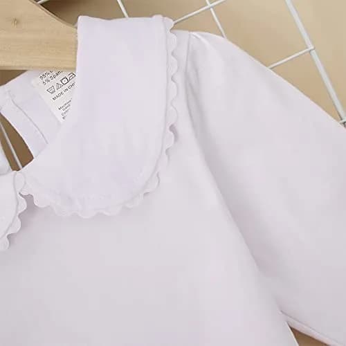 MODNTOGA Kids Baby Girl Long Sleeve Collar Shirt 4-5T | Toddler White Blouse Puff Short Sleeve thumbnail 2