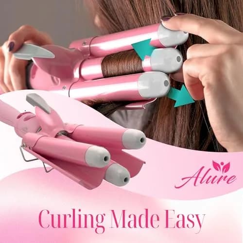 Alure Three Barrel Curling Iron Wand, 1 Inch Ceramic Tourmaline Hair Waver | Rapid Heat Up, All Hair Types, Travel Dual Voltage thumbnail 5
