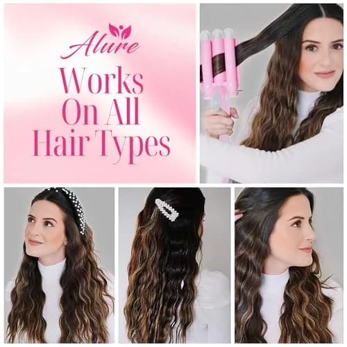 Alure Three Barrel Curling Iron Wand, 1 Inch Ceramic Tourmaline Hair Waver | Rapid Heat Up, All Hair Types, Travel Dual Voltage thumbnail 2