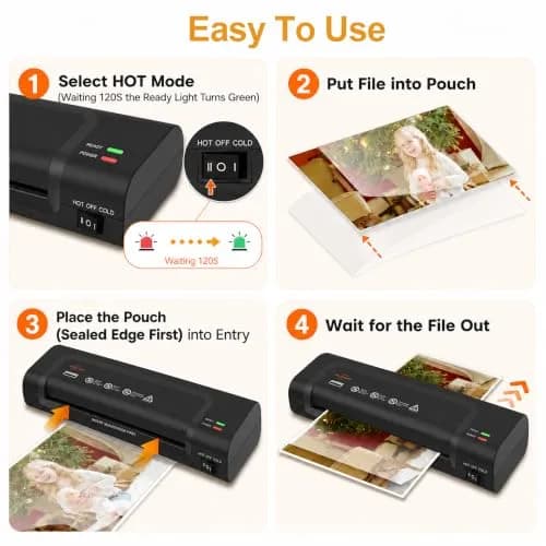 VidaTeco OL260B 9-inch Laminator Machine with 20 Sheets | ETL Certified, 2-Min Warm-up thumbnail 5