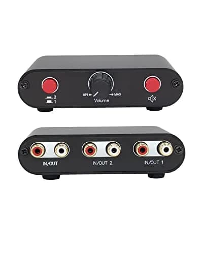 TENEALAY 2-Way RCA Stereo Audio Switch Input Signal Source Switcher Selector Splitter Box (2 in 1 Out / 1 in 2 Out) | Supports Volume Control & Mute thumbnail 1