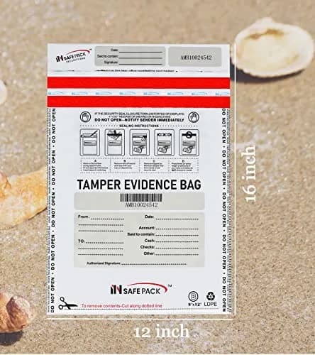 INSAFEPACK 12"x16" Bank Deposit Bags (100 Count) | Tamper Evident Security Pockets thumbnail 7