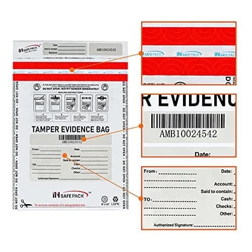 INSAFEPACK 12"x16" Bank Deposit Bags (100 Count) | Tamper Evident Security Pockets thumbnail 3