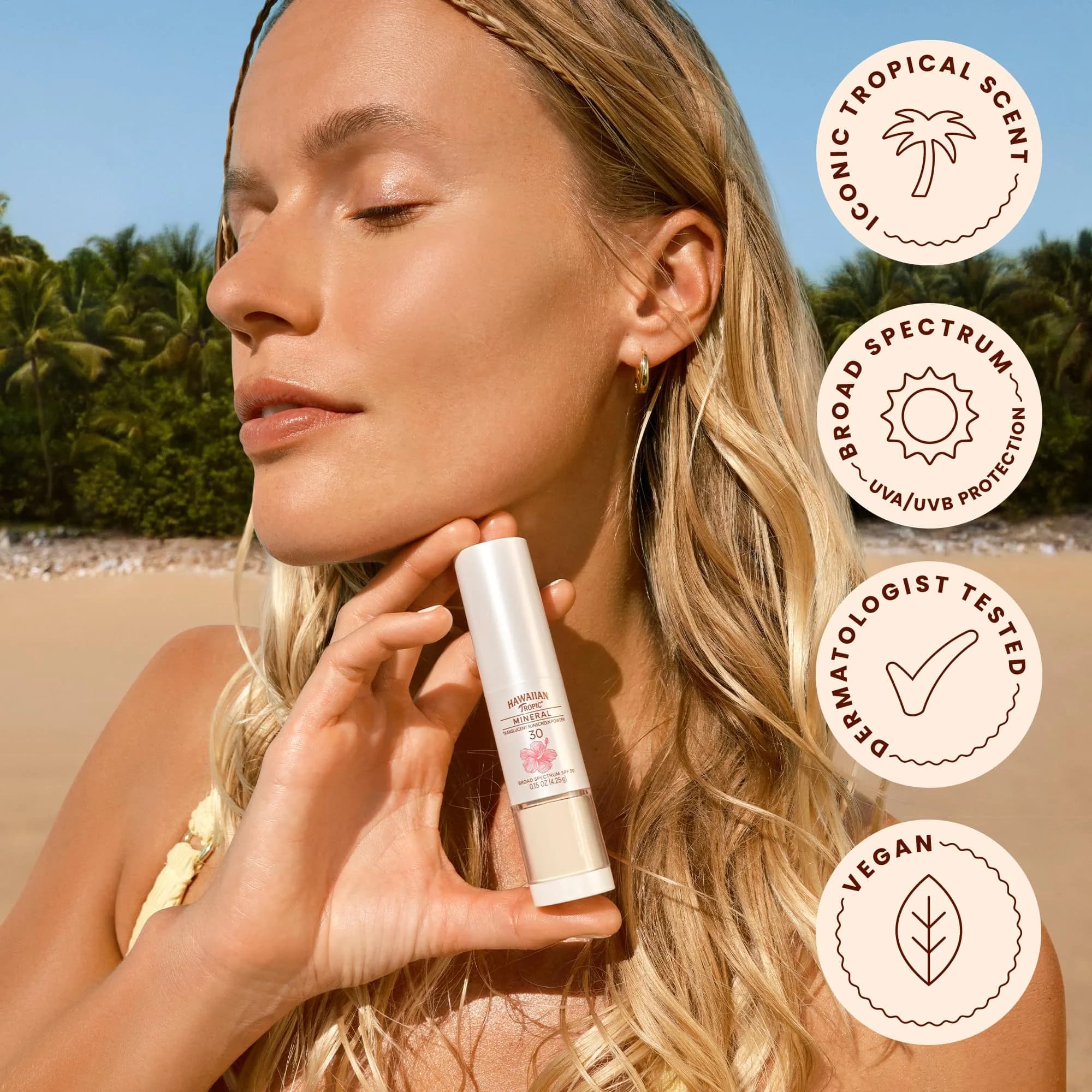 Hawaiian Tropic Mineral Powder Sunscreen Brush SPF 30, 0.15 Oz (4.4 ml) | Dermatologist Tested & Oxybenzone-Free - view 5