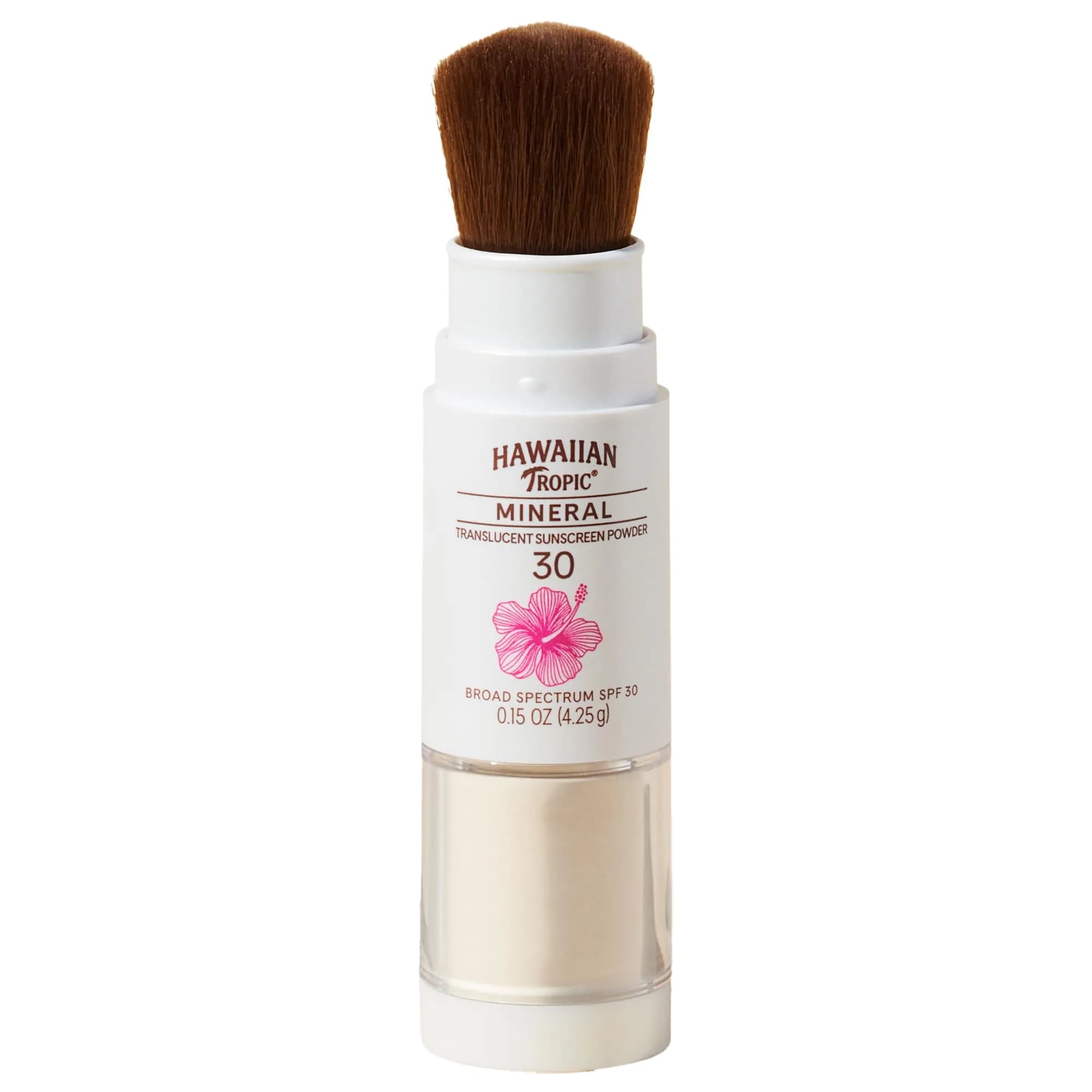 Hawaiian Tropic Mineral Powder Sunscreen Brush SPF 30, 0.15 Oz (4.4 ml) | Dermatologist Tested & Oxybenzone-Free