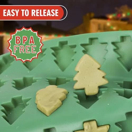 AnyDesign Christmas Silicone Molds 2Pcs | Xmas Tree & Gingerbread Candy & Cake Decor thumbnail 4