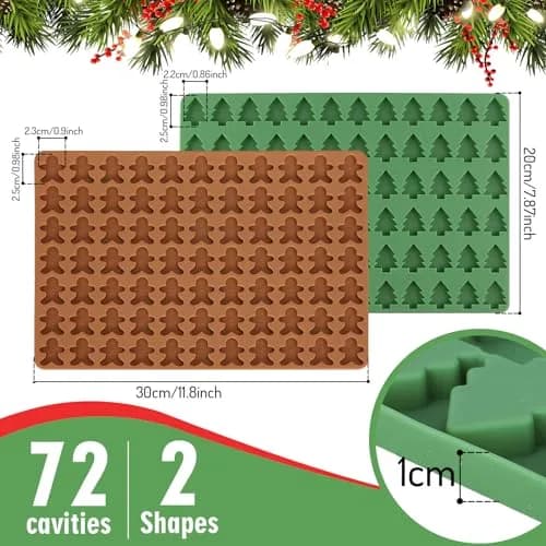 AnyDesign Christmas Silicone Molds 2Pcs | Xmas Tree & Gingerbread Candy & Cake Decor thumbnail 2
