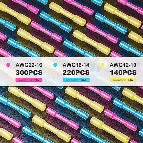 haisstronica 660PCS Heat Shrink Butt Connectors Kit, AWG 22-10, Waterproof, Tinned Copper | 3 Colors, 3 Sizes thumbnail 6