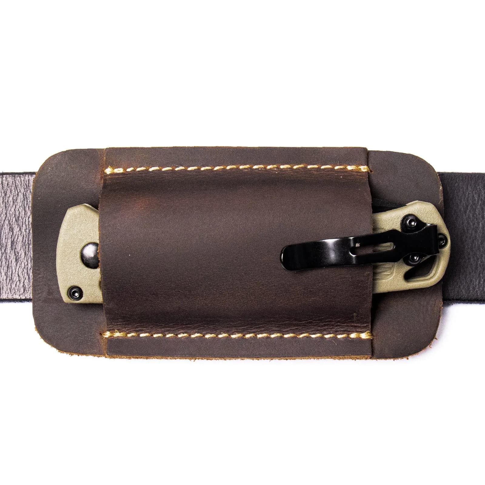 topstache Leather Knife Sheath Size S | Handmade Leather Holster for Belt, Darkbrown (70-120c) — Darkbrown