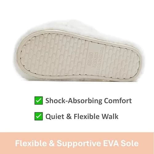 Crazy Lady Fuzzy Fluffy Fur Slippers Open Toe Memory Foam Support Indoor Outdoor White 38 | Cozy All-Season House Footwear thumbnail 6