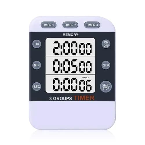MOSTRUST Digital Dual Kitchen Timer, 3 Channels, Count Up/Down, Large Display, Magnet & Stand, AAA Batteries Included thumbnail 1
