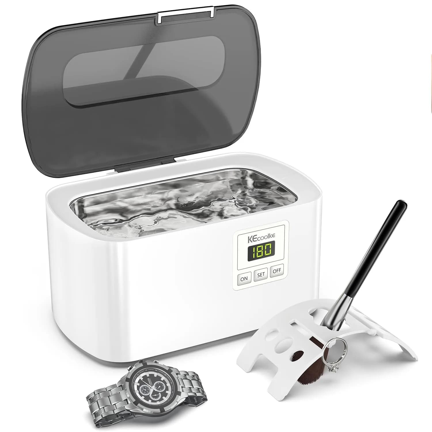 KECOOLKE Ultrasonic Jewelry Cleaning Machine 600ml (0.6 L) | 48000 Vibrations/Min for Deep Cleaning