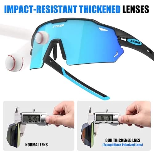 X-TIGER Polarized Cycling Glasses with 5 Interchangeable Lenses | MTB & Sports Sunglasses for Men Women thumbnail 4