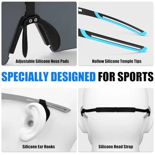 X-TIGER Polarized Cycling Glasses with 5 Interchangeable Lenses | MTB & Sports Sunglasses for Men Women thumbnail 5