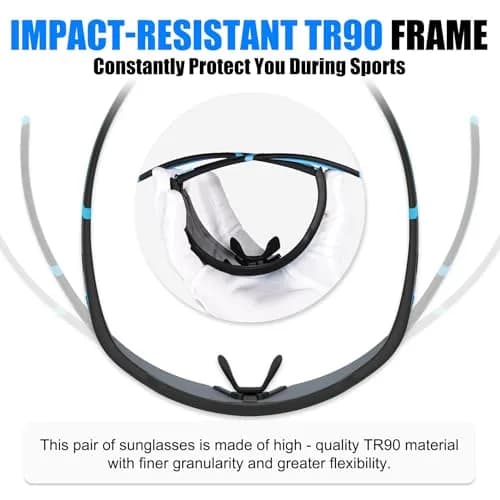 X-TIGER Polarized Cycling Glasses with 5 Interchangeable Lenses | MTB & Sports Sunglasses for Men Women thumbnail 6