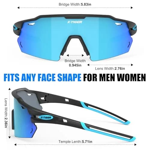 X-TIGER Polarized Cycling Glasses with 5 Interchangeable Lenses | MTB & Sports Sunglasses for Men Women thumbnail 7